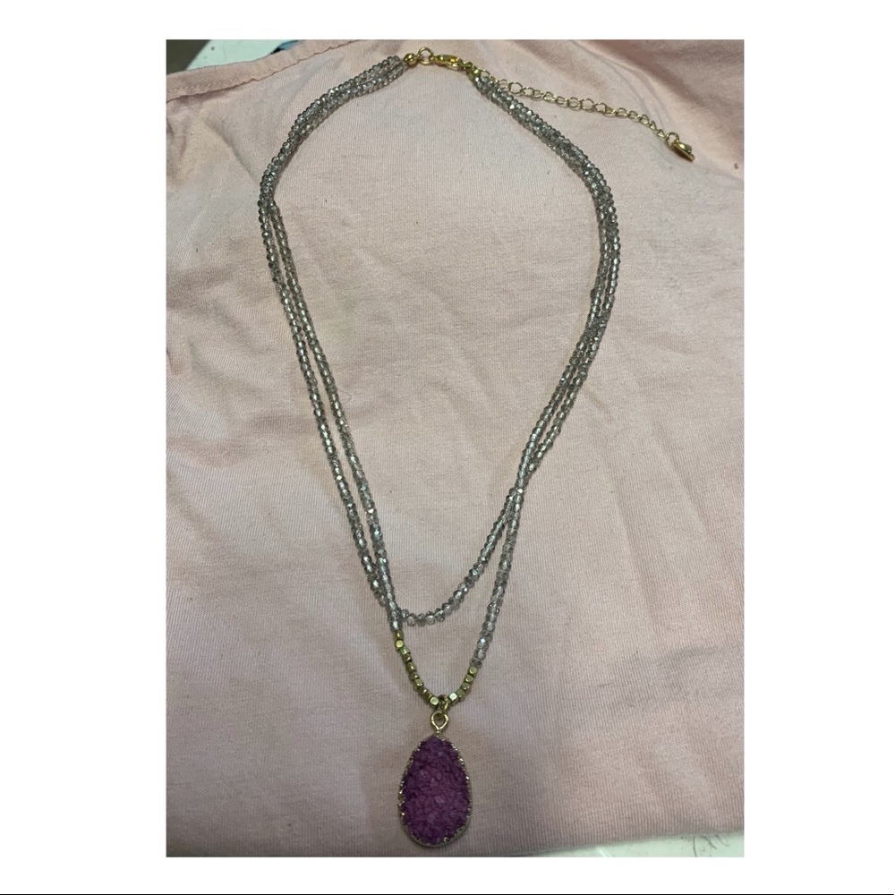 Druzy style layered necklace